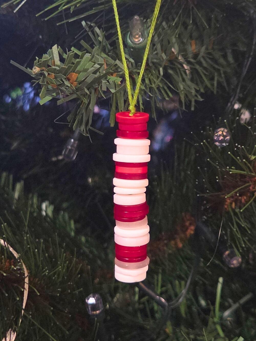 Peppermint Stick Button Ornament – Handmade Holiday Decor & Whimsical Gift